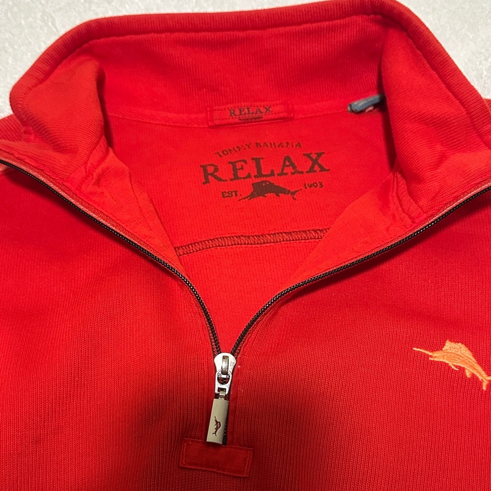 Tommy Bahama Men's Vibrant Red Zip-Up Sweater